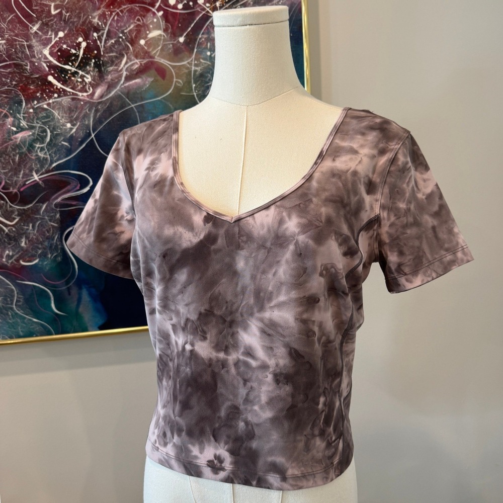 Lululemon Align Short Sleeve Shirt Size 8 Diamond Dye Graphite Nulu EUC